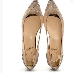Gorgeous Christian Louboutin Beige Folloes Strass studded ballerina flats